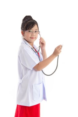 Doktorlar üniformalı güzel Asyalı kız 
