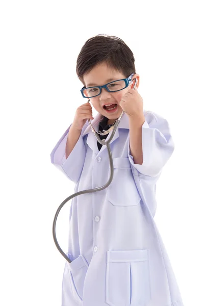 Lindo asiático niño en un Médicos uniforme —  Fotos de Stock