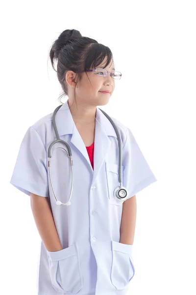 Beautiful asian girl in a doctors uniform — Stock Photo, Image