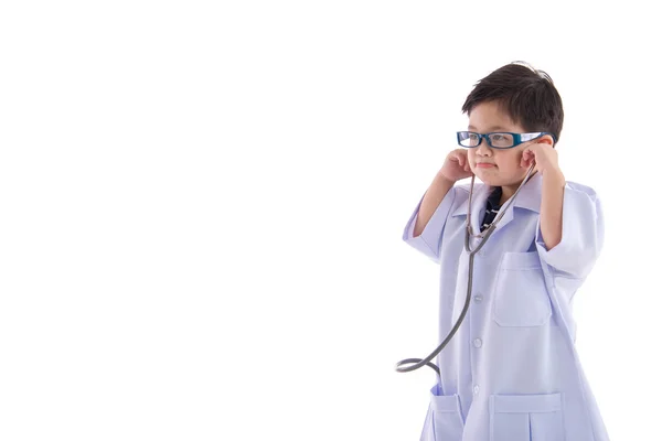 Cute asian child in a doctors uniform — Stock Photo, Image