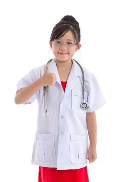 Concept Portrait of future doctor showing thumbs — Stock Photo, Image