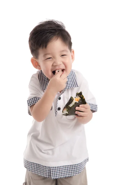 Słodkie dziecko azjatyckie jedzenie piłka ryżu lub onigiri — Zdjęcie stockowe
