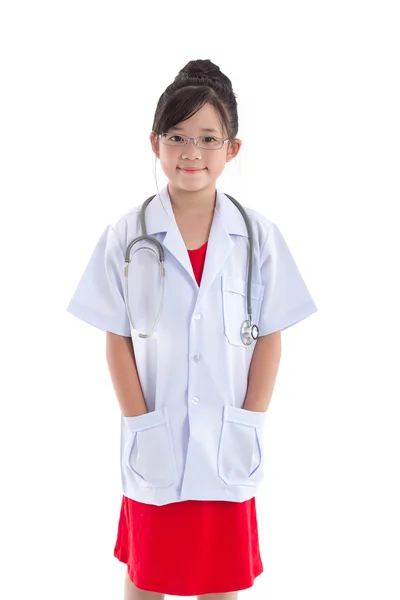 Beautiful asian girl in a doctors uniform — Stock Photo, Image