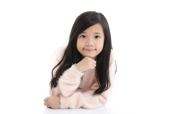 Encantador asiático menina Sorriso rosto de perto — Fotografia de Stock