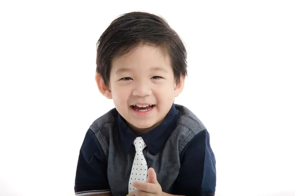 Happy little asian boy on white background — Stock Photo, Image