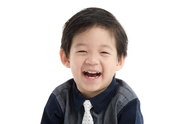 Happy little asian boy on white background Royalty Free Stock Images