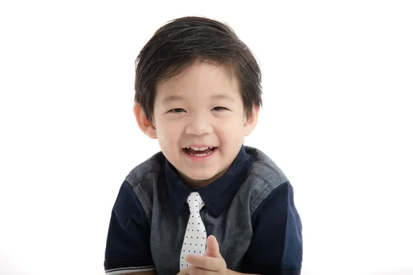 Happy little asian boy on white background Royalty Free Stock Photos
