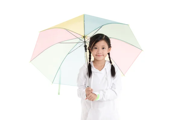 Belle fille asiatique tenant parapluie coloré — Photo