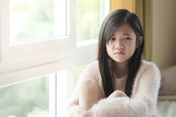 Portrait of asian beautiful sad girl — Stock Photo, Image