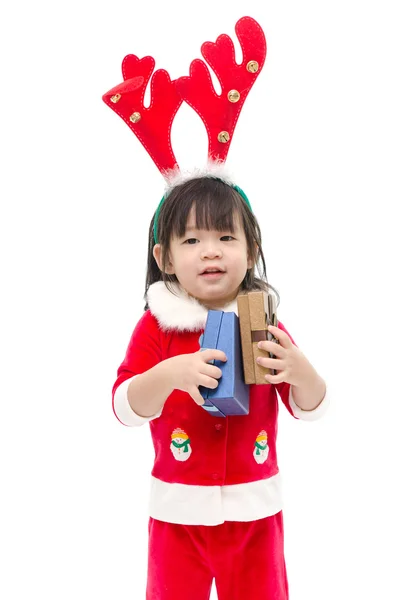 Мальчик в форме Санта-Клауса — стоковое фото