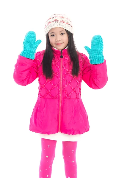 在丰富多彩的冬天的衣服多美亚洲女孩 — 图库照片