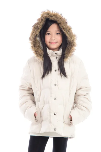 美丽的亚洲女孩，在冬天的外套 — 图库照片