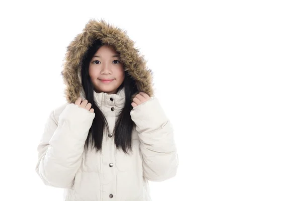 Beautiful asian girl in winter coat — Stock Photo, Image