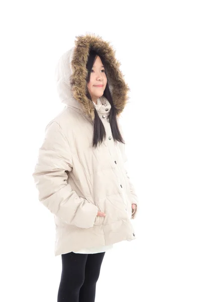 美丽的亚洲女孩，在冬天的外套 — 图库照片