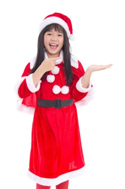 Noel Baba üniforma giyen güzel Asyalı kız