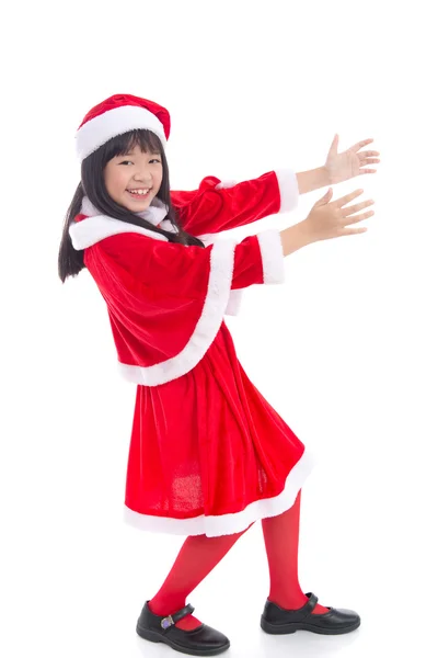 Bella ragazza asiatica indossa l'uniforme di Babbo Natale — Foto Stock