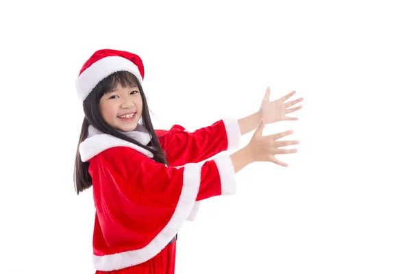 Красивая азиатская девушка в форме Санта-Клауса — стоковое фото