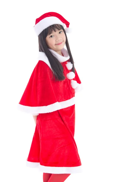Schöne asiatische Mädchen tragen Weihnachtsmann Uniform — Stockfoto