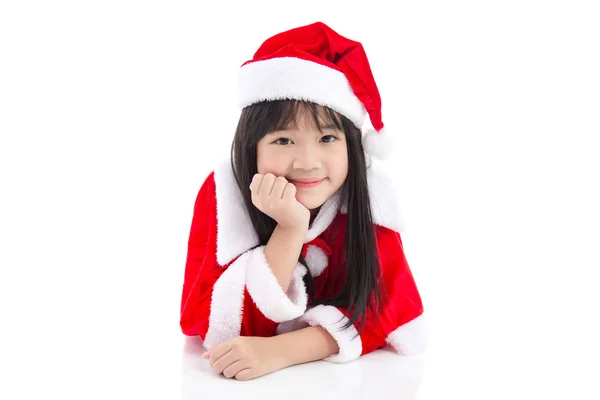 Bella ragazza asiatica indossa l'uniforme di Babbo Natale — Foto Stock