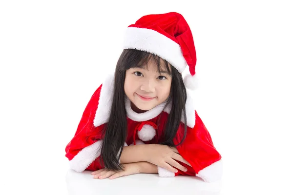 Indah gadis asia mengenakan seragam Santa Claus — Stok Foto