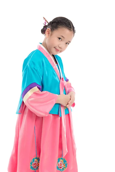 Fille asiatique en robe traditionnelle coréenne — Photo