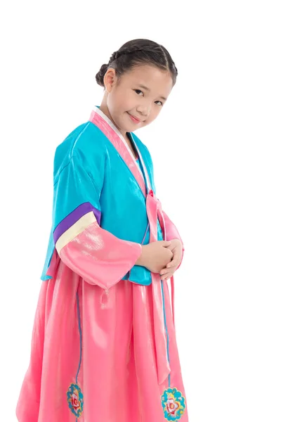 Fille asiatique en robe traditionnelle coréenne — Photo