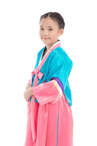 Asiatische Mädchen in koreanische traditionelle Kleidung — Stockfoto