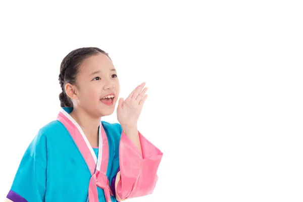 Asiatische Mädchen in koreanische traditionelle Kleidung — Stockfoto