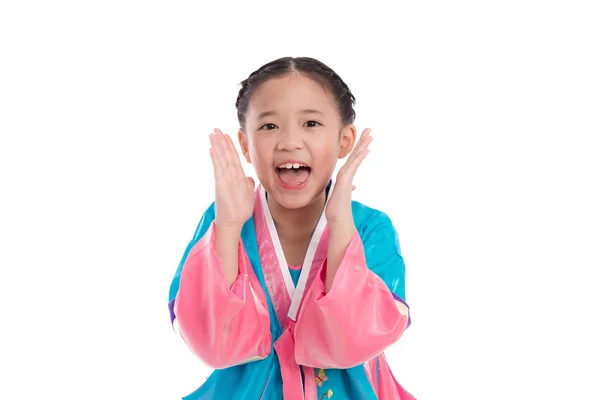 Ázsiai lány, a koreai, hagyományos ruha — Stock Fotó