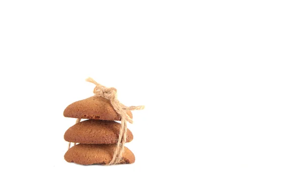 Mucchio Biscotti Farina Avena Isolato Sfondo Bianco Immagine Contiene Spazio — Foto Stock