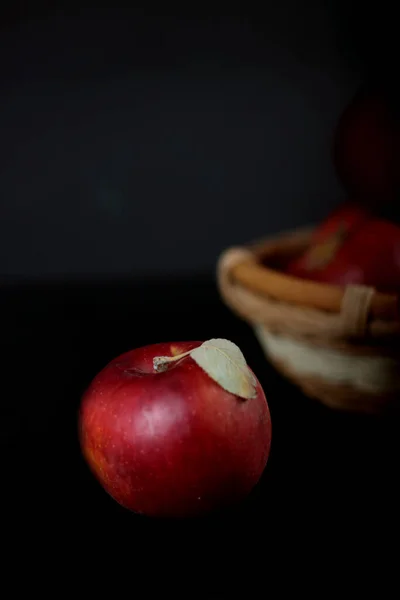 Pile Apples Basket Isolated Black Background Healthy Eating Concept Image — Stock Photo, Image