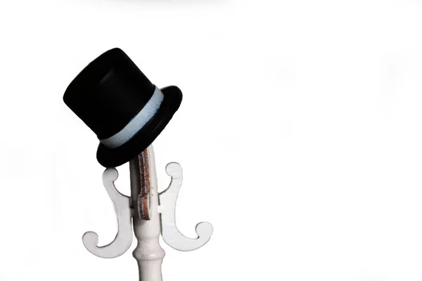 Top Hat White Coat Rack Isolated White Background Doll House — Stock Photo, Image