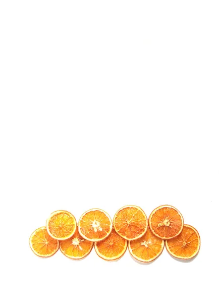 Dried Pieces Orange Isolated White Background Flat Lay Image Contains — Stock Photo, Image