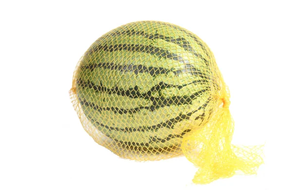 Wassermelone Einem Saitensack Isoliert Auf Weißem Hintergrund Konzept Der Gesunden — Stockfoto
