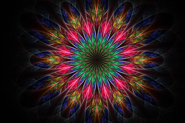 Созданный компьютером фрактальный цветок многоцветного цвета . — стоковое фото