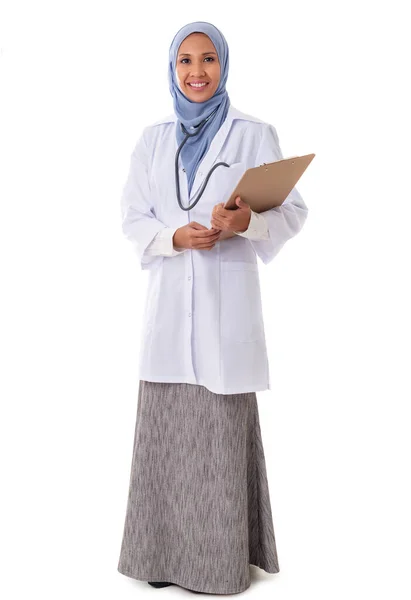 Medicin Sjukvård Välgörenhet Och Människor Koncept Full Storlek Leende Muslim Royaltyfria Stockbilder