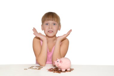 Kumbara izole sürpriz kızla