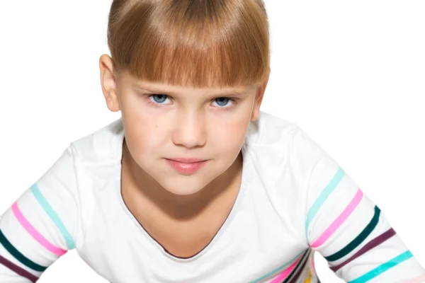 Портрет маленької дівчинки ізольовано — стокове фото