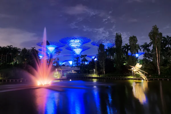 Night Garden by the Bay in Singapore — Stock Photo, Image