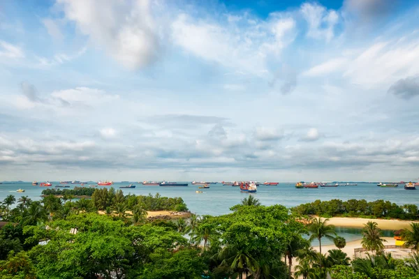 Panoramic view of commercial port in Singapore — Stock Photo, Image