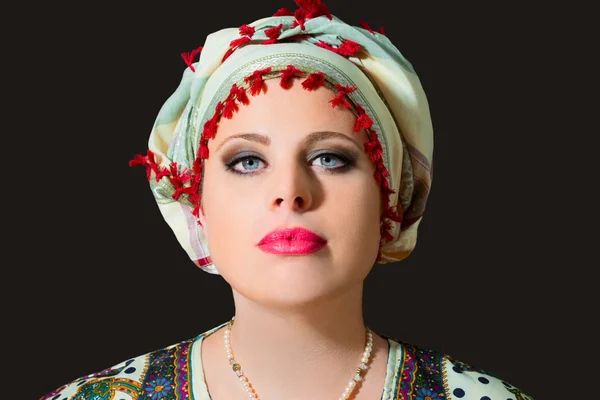 Portrait of beautiful  woman with turban — Stock Photo, Image