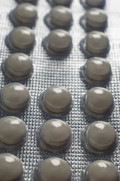 Tabletták Buborékcsomagolásban Vannak Asztalon Orvosi Fogalom — Stock Fotó