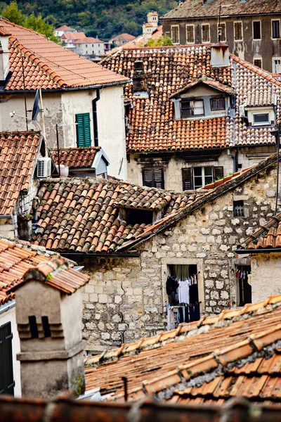 Vue Détaillée Des Toits Avec Vieux Carrelage — Photo