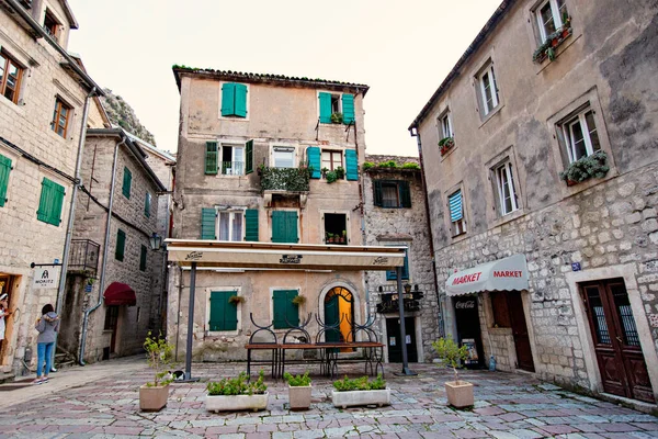 Old Houses Kotor Cidade Histórica Vista Cima Património Unesco Montenegro — Fotografia de Stock