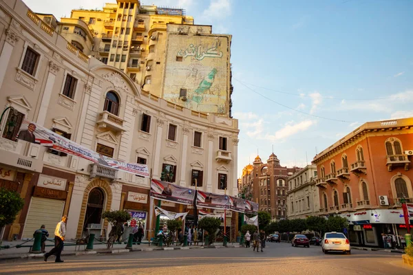 Cairo Egipto Abril 2018 Cairo Centro Con Edificios Negocios Transporte — Foto de Stock