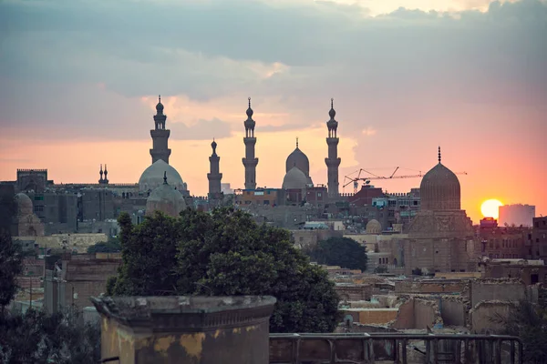 Cairo Egypt Duben 2018 Staré Panorama Káhiry Při Západu Slunce — Stock fotografie
