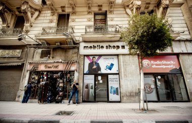 Cairo şehir merkezinde iş binaları ve ulaşım, Kahire, Mısır ile