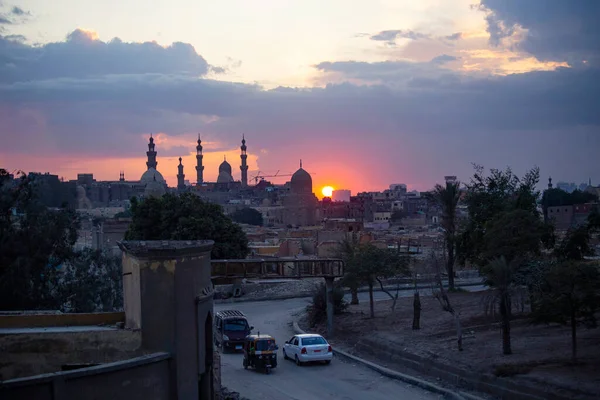 Velho Horizonte Cairo Pôr Sol Vista Cairo Antigo Copta Ponte — Fotografia de Stock