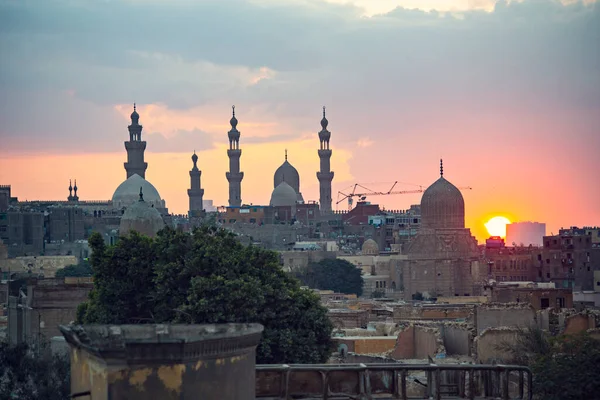Vecchio Skyline Cairo Tramonto Vista Del Cairo Antico Copto Dal — Foto Stock