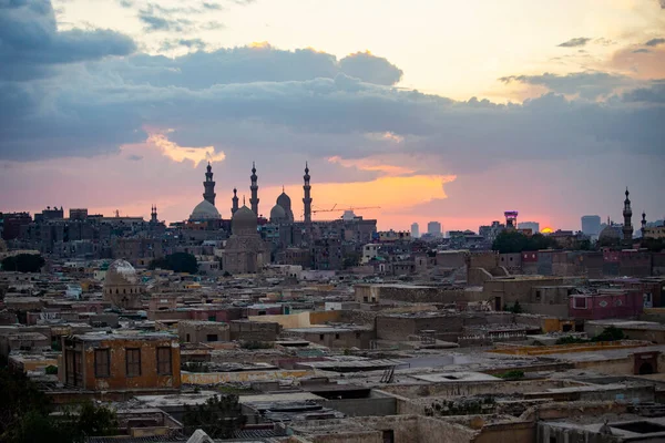 Oude Cairo Skyline Bij Zonsondergang Uitzicht Oud Koptisch Cairo Vanaf — Stockfoto